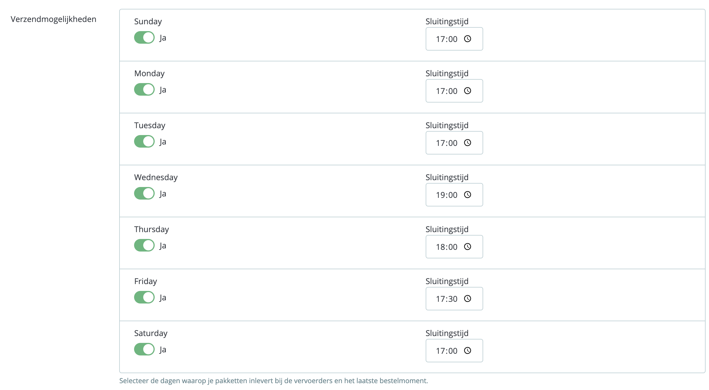 MyParcel PrestaShop plugin instellingen DHL for you verzendmogelijkheden