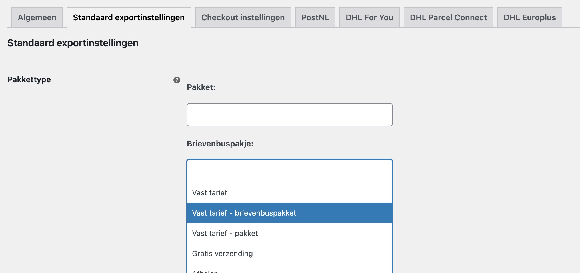 WooCommerce verzendklasse koppelen aan brievenbus pakkettype