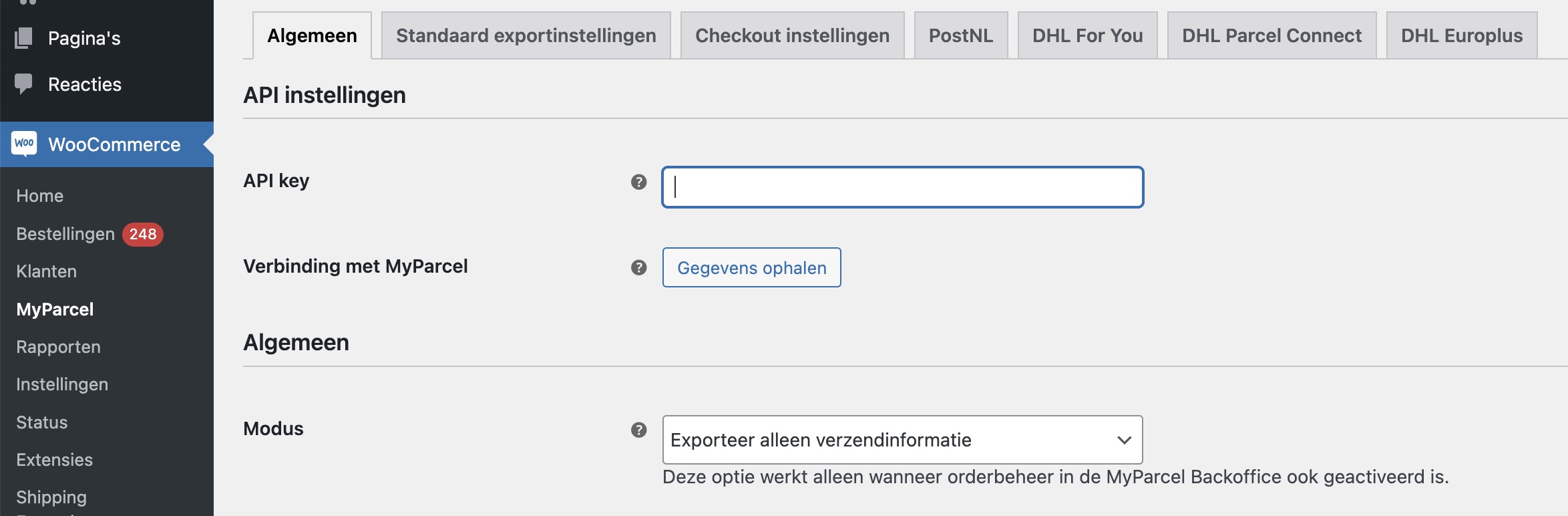 WooCommerce algemene instellingen
