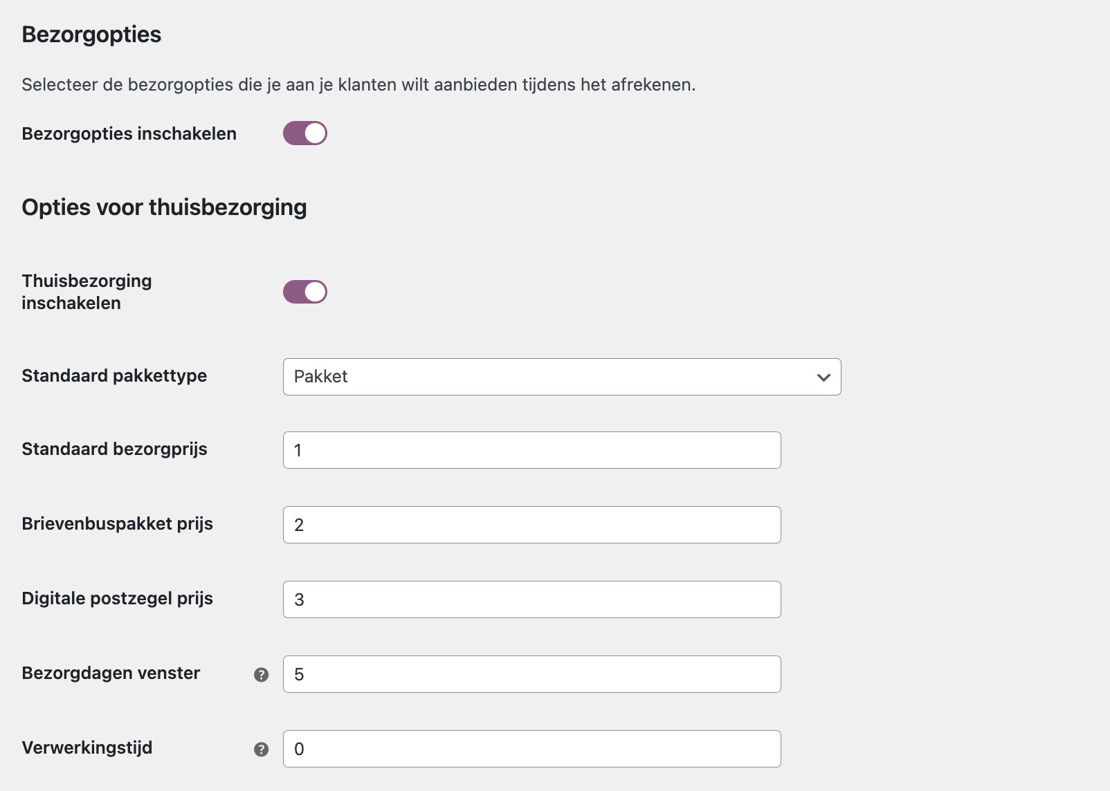 MyParcel WooCommerce plugin bezorgopties en opties voor thuisbezorging PostNL